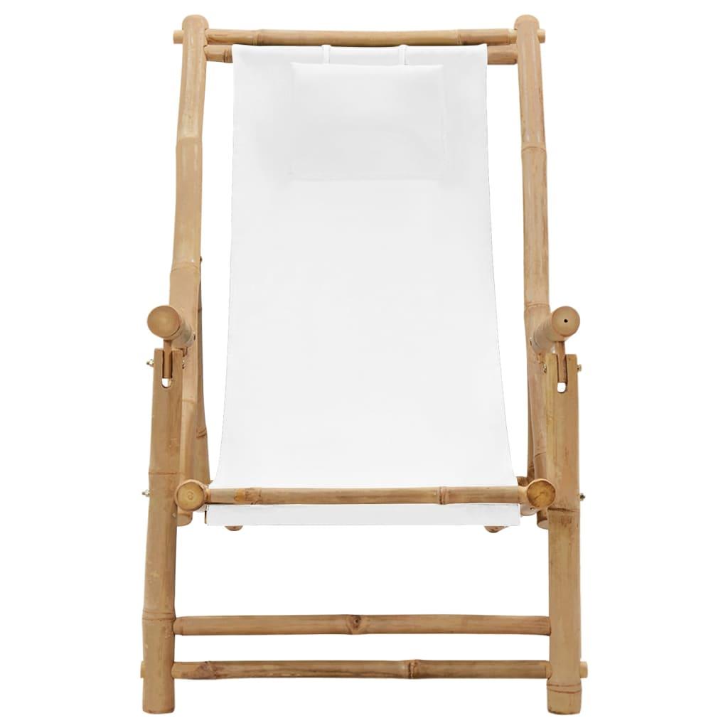 Deck Chair Bamboo and Canvas Cream White at Set Shop and Smile