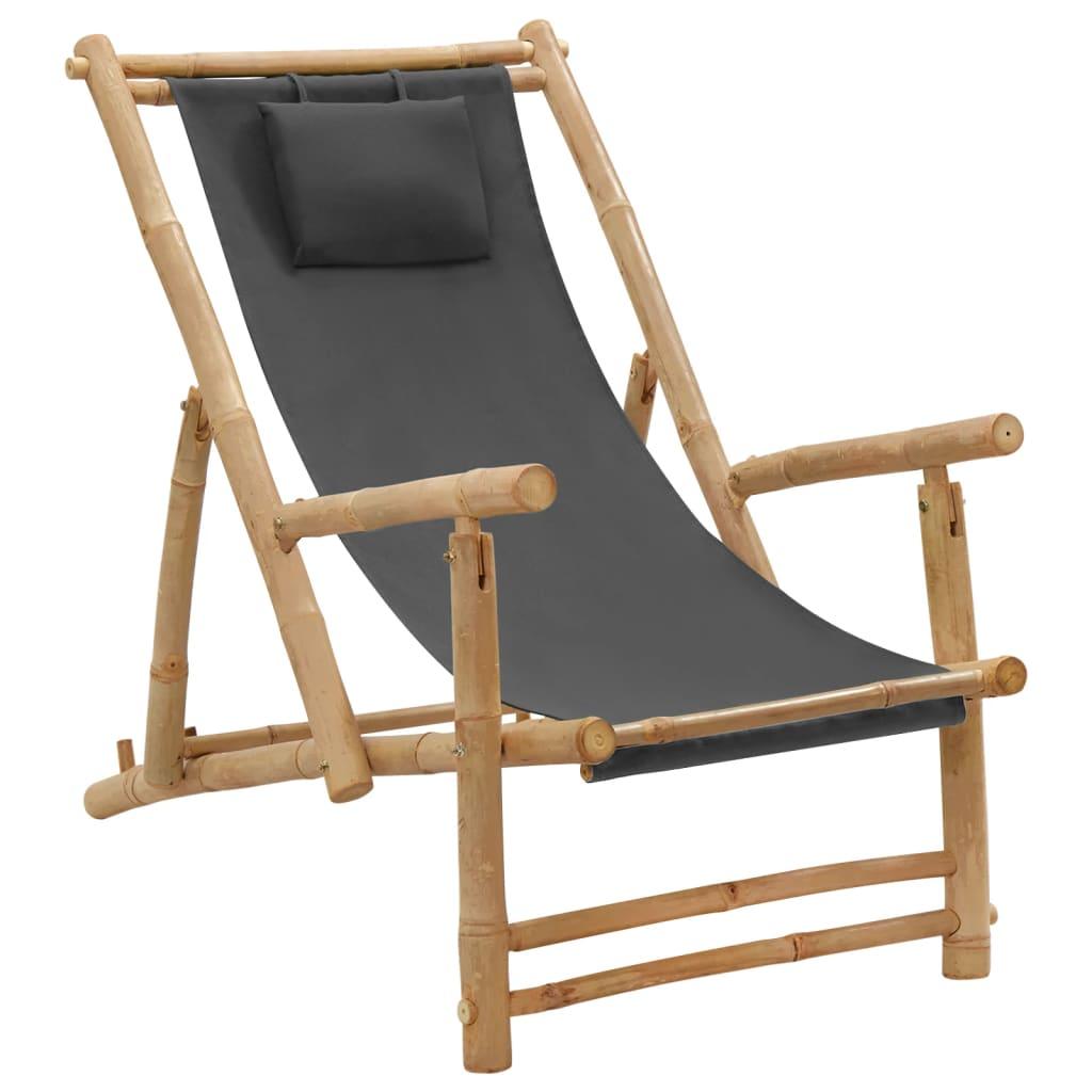 Deck Chair Bamboo and Canvas Dark Gray at Set Shop and Smile