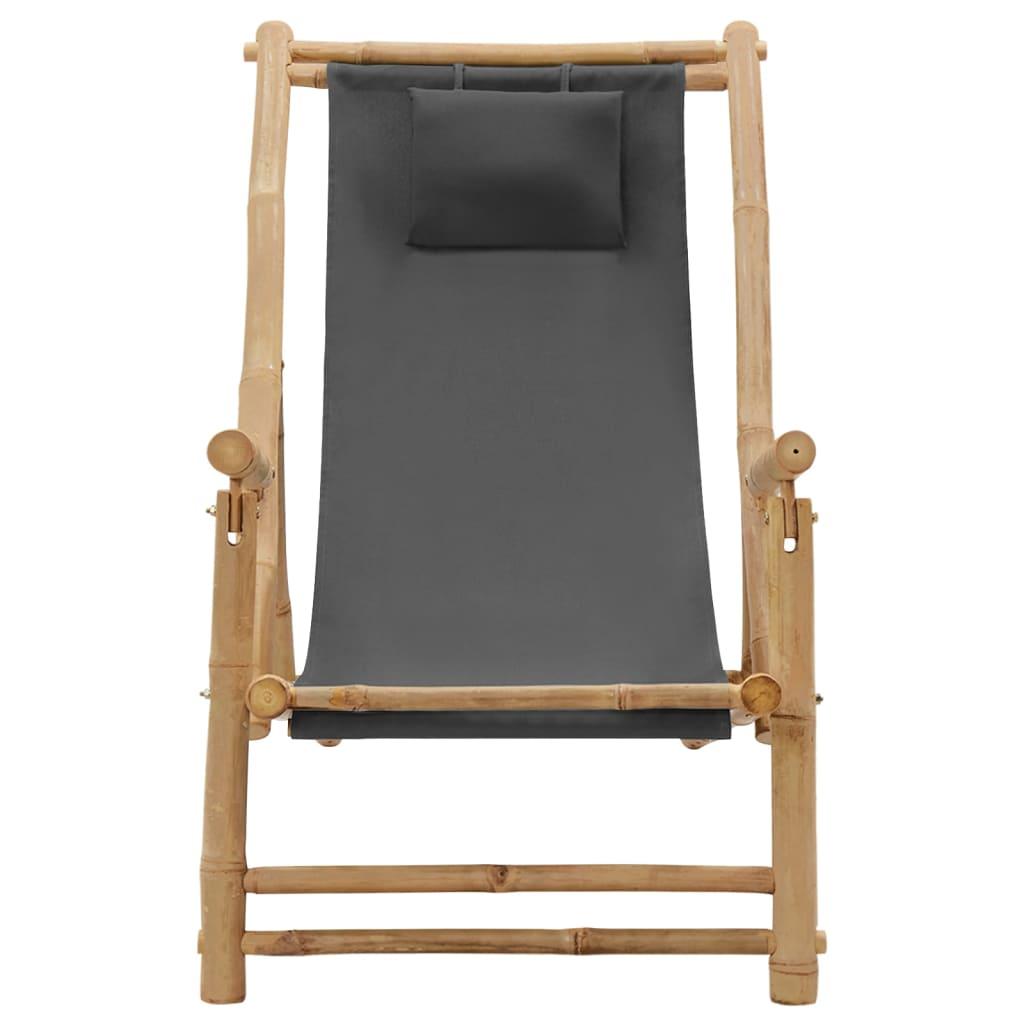 Deck Chair Bamboo and Canvas Dark Gray at Set Shop and Smile