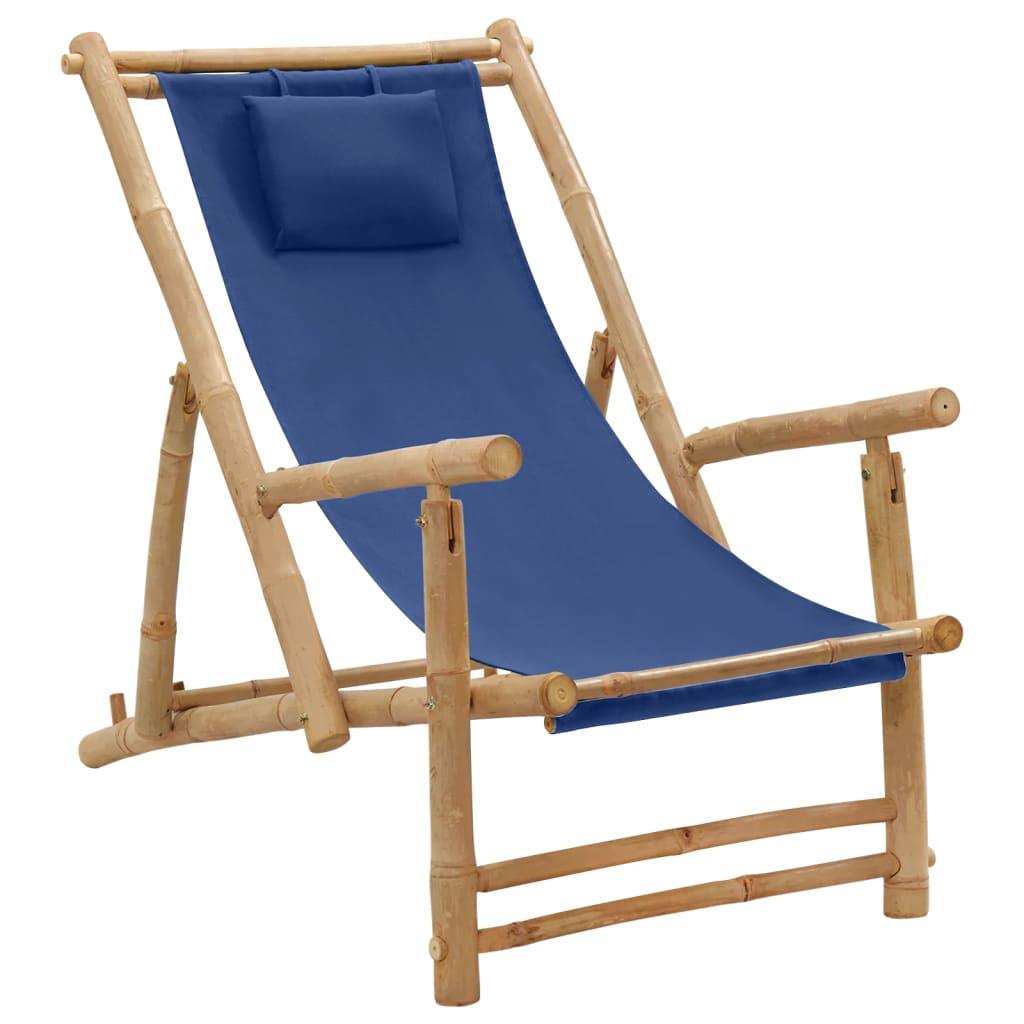 Deck Chair Bamboo and Canvas Navy Blue at Set Shop and Smile