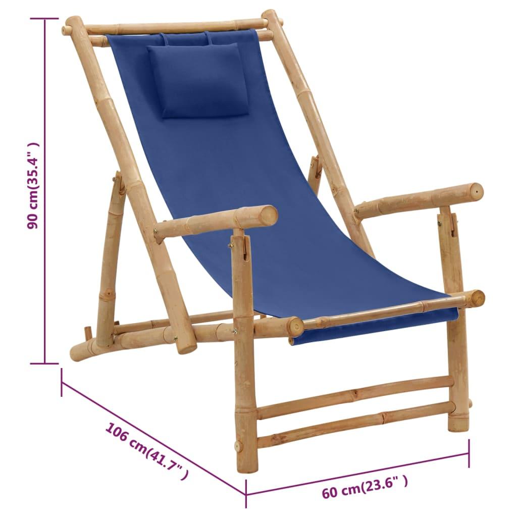 Deck Chair Bamboo and Canvas Navy Blue at Set Shop and Smile