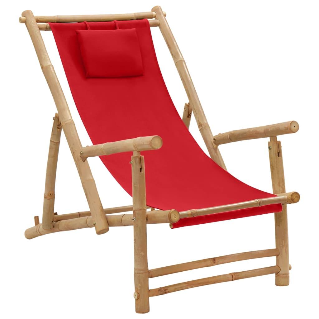 Deck Chair Bamboo and Canvas Red at Set Shop and Smile
