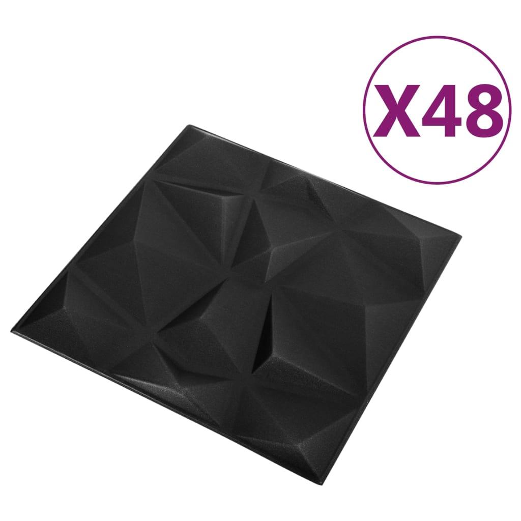 3D Wall Panels 48 pcs 19.7"x19.7" Diamond Black 129.2 ft² at Set Shop and Smile