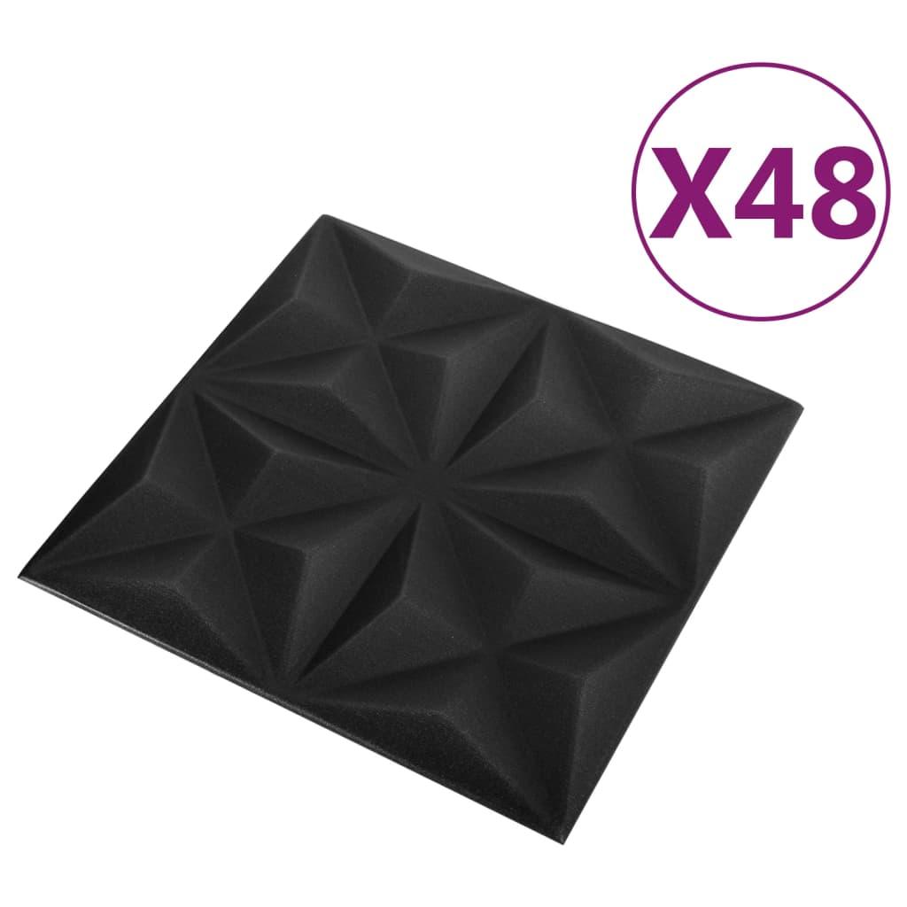 3D Wall Panels 48 pcs 19.7"x19.7" Origami Black 129.2 ft² at Set Shop and Smile