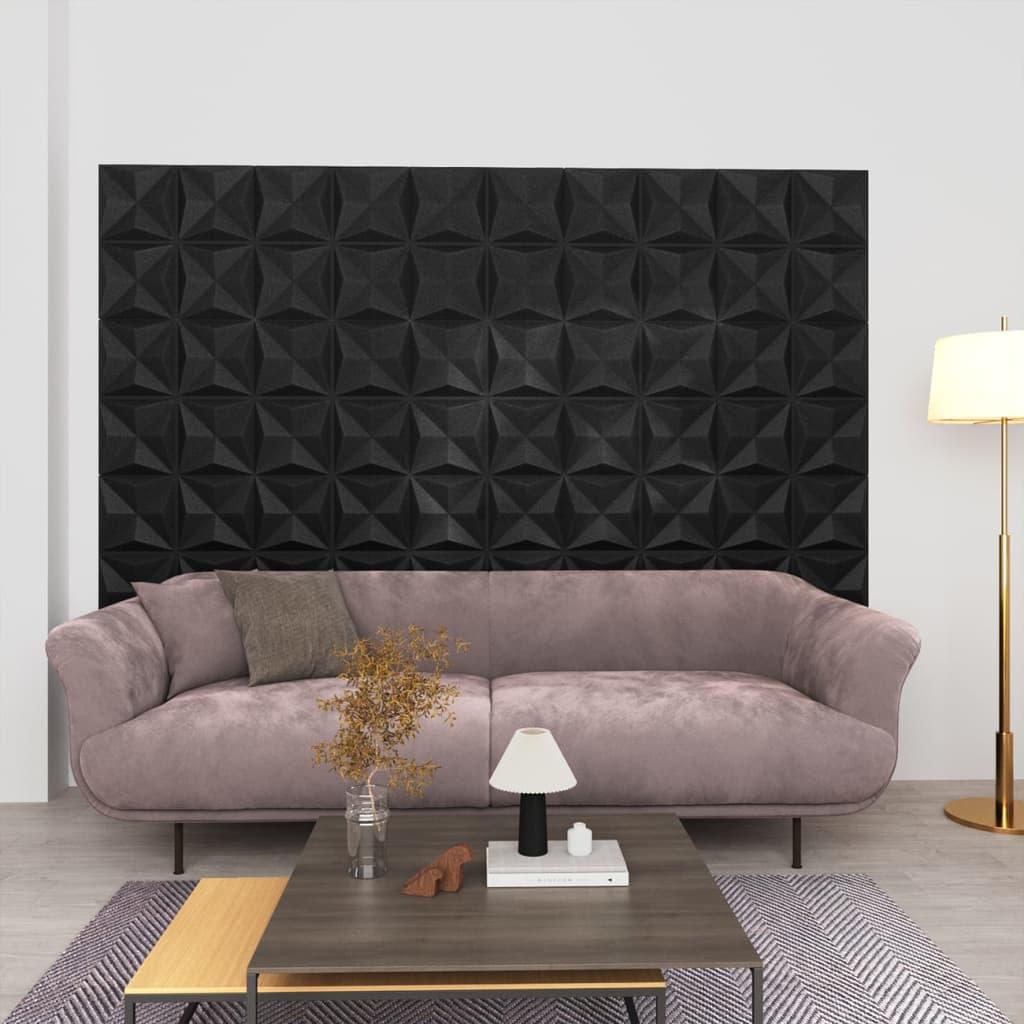 3D Wall Panels 48 pcs 19.7"x19.7" Origami Black 129.2 ft² at Set Shop and Smile