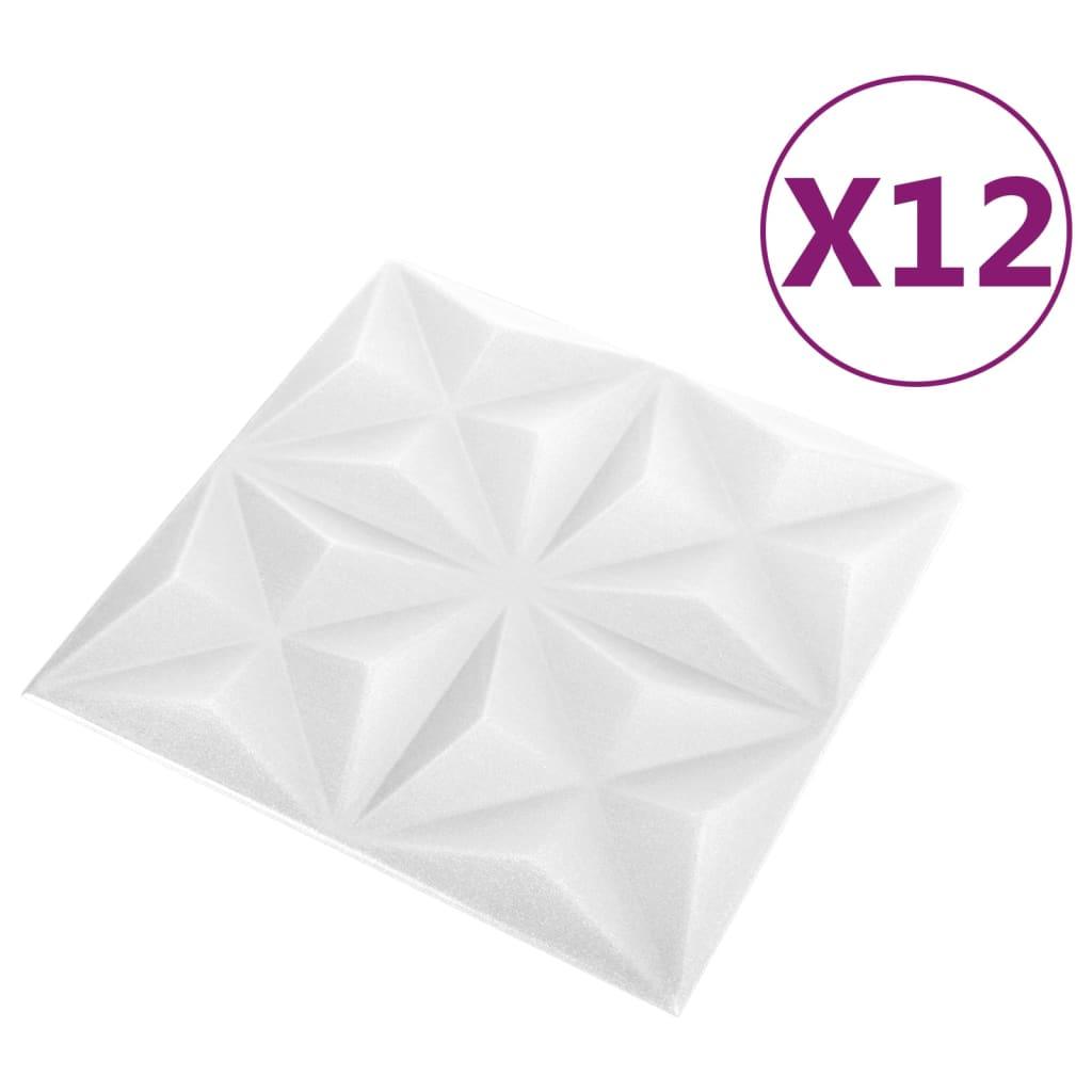 3D Wall Panels 12 pcs 19.7"x19.7" Origami White 32.3 ft² at Set Shop and Smile