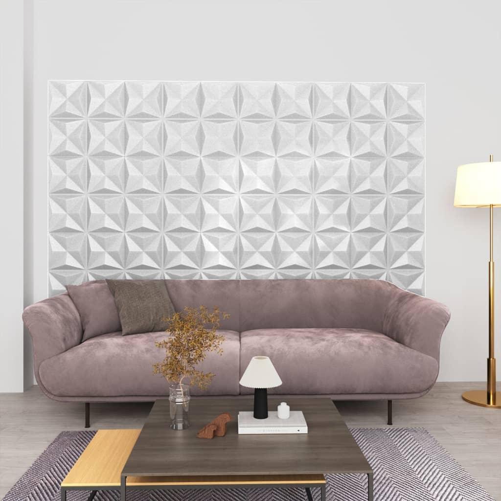 3D Wall Panels 12 pcs 19.7"x19.7" Origami White 32.3 ft² at Set Shop and Smile
