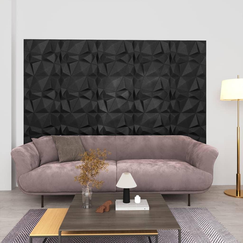 3D Wall Panels 12 pcs 19.7"x19.7" Diamond Black 32.3 ft² at Set Shop and Smile