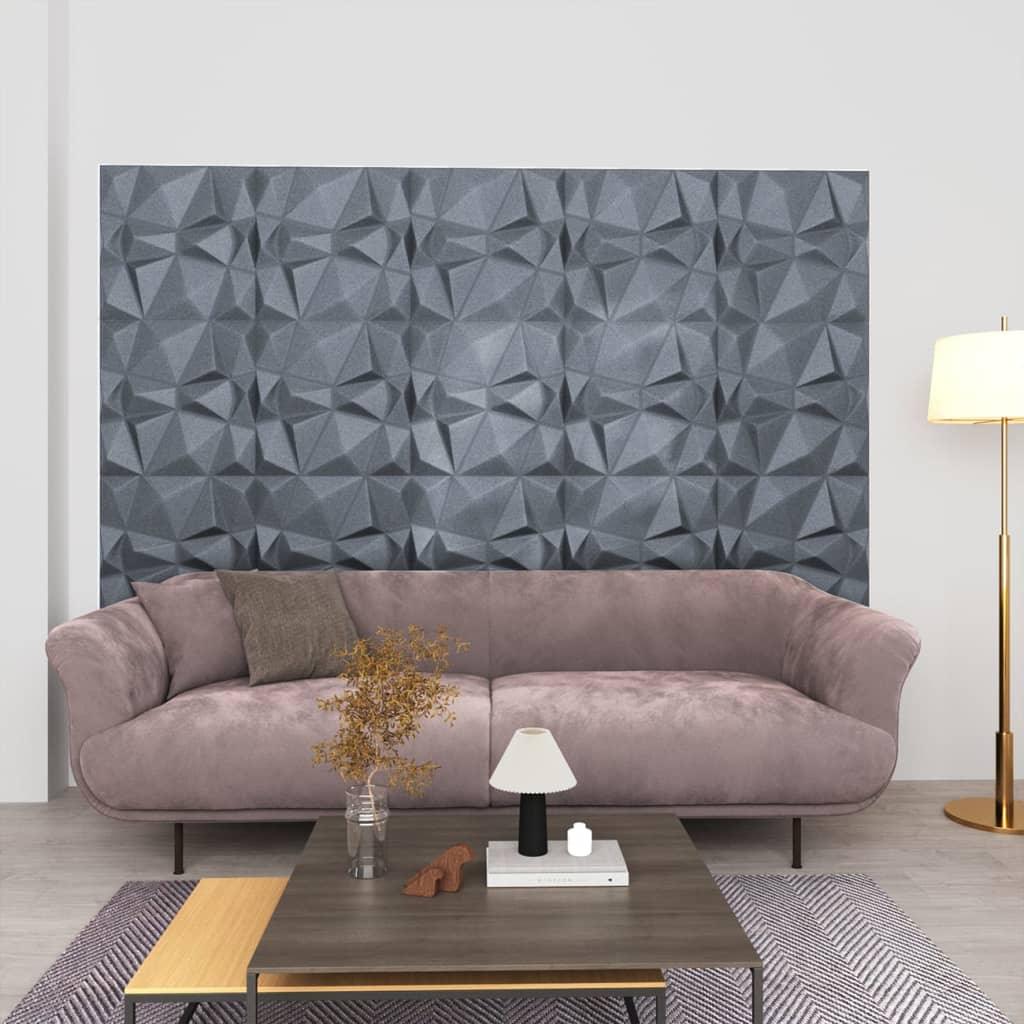 3D Wall Panels 12 pcs 19.7"x19.7" Diamond Gray 32.3 ft² at Set Shop and Smile