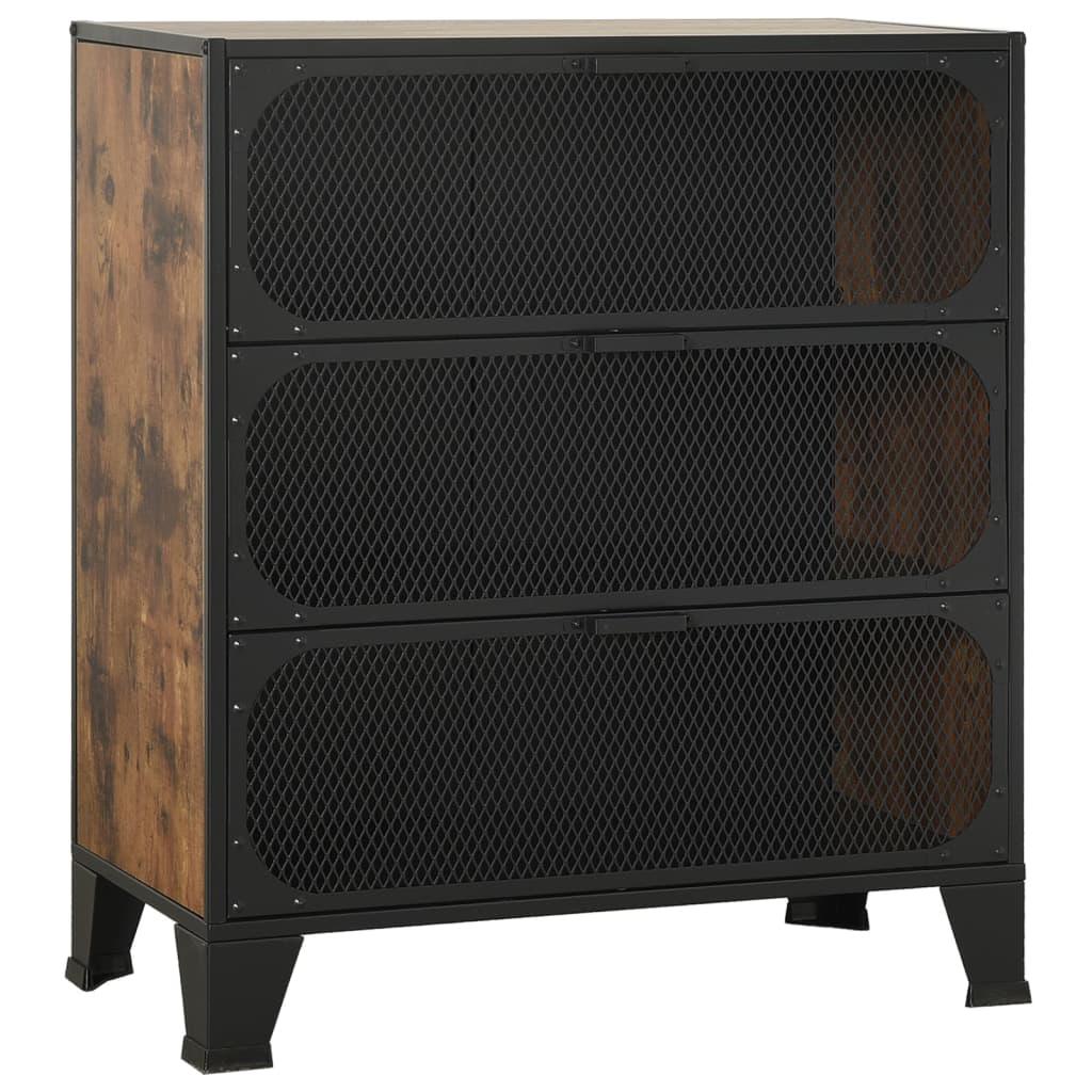 Storage Cabinets 2 pcs Rustic Brown 28.3"x14.2"x32.3" Metal and MDF at Set Shop and Smile