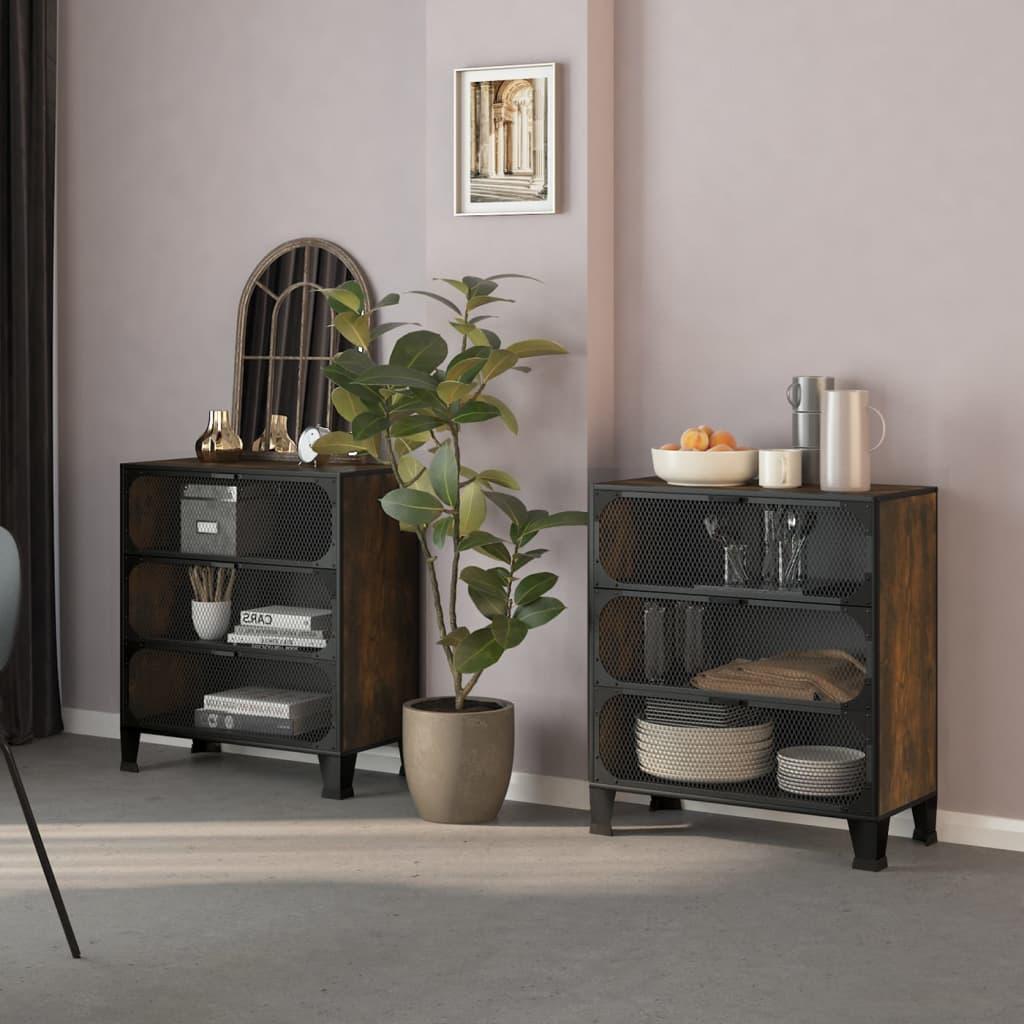 Storage Cabinets 2 pcs Rustic Brown 28.3"x14.2"x32.3" Metal and MDF at Set Shop and Smile