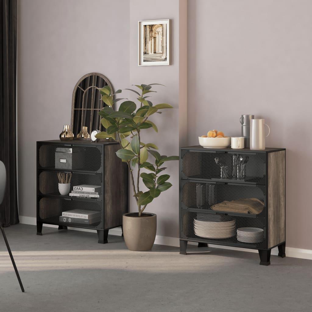Storage Cabinets 2 pcs Gray 28.3"x14.2"x32.3" Metal and MDF at Set Shop and Smile