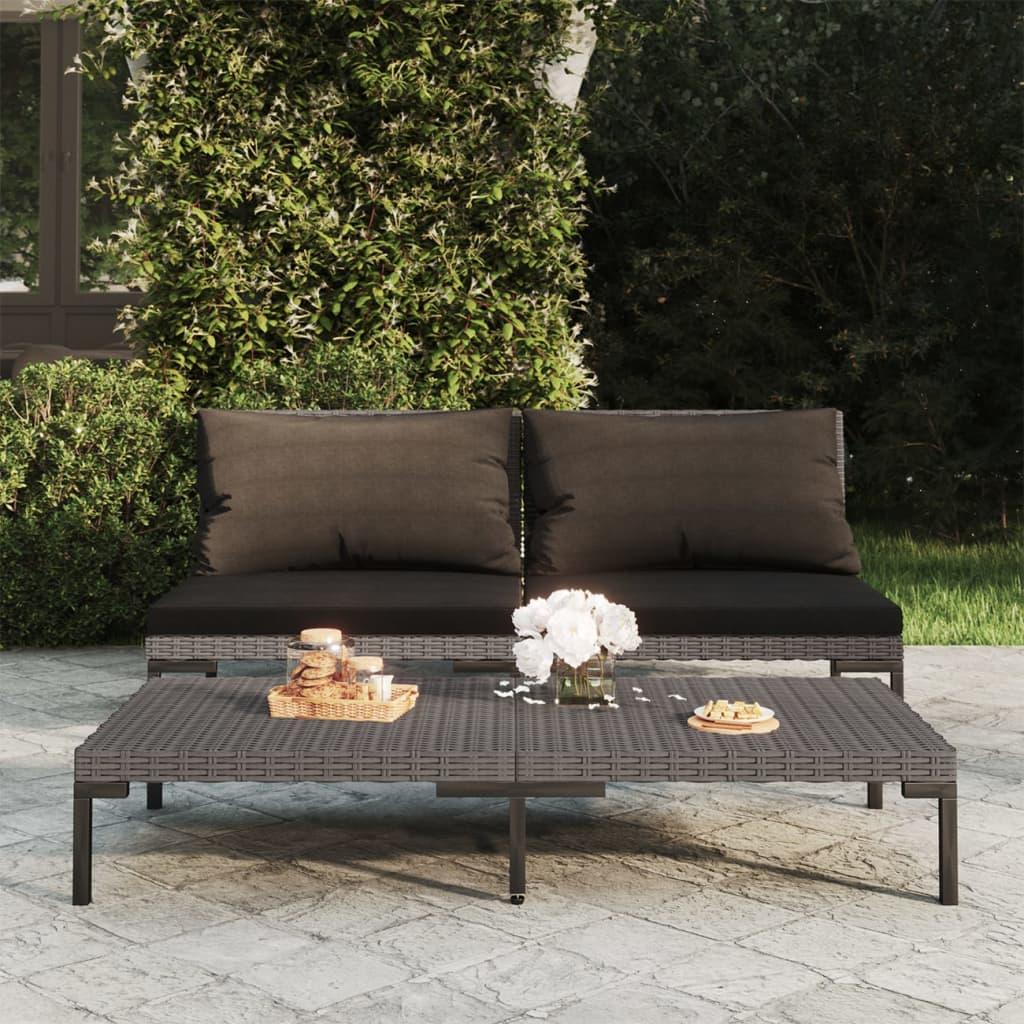 Patio Sofas 2pcs with Cushions Half Round Poly Rattan at Set Shop and Smile