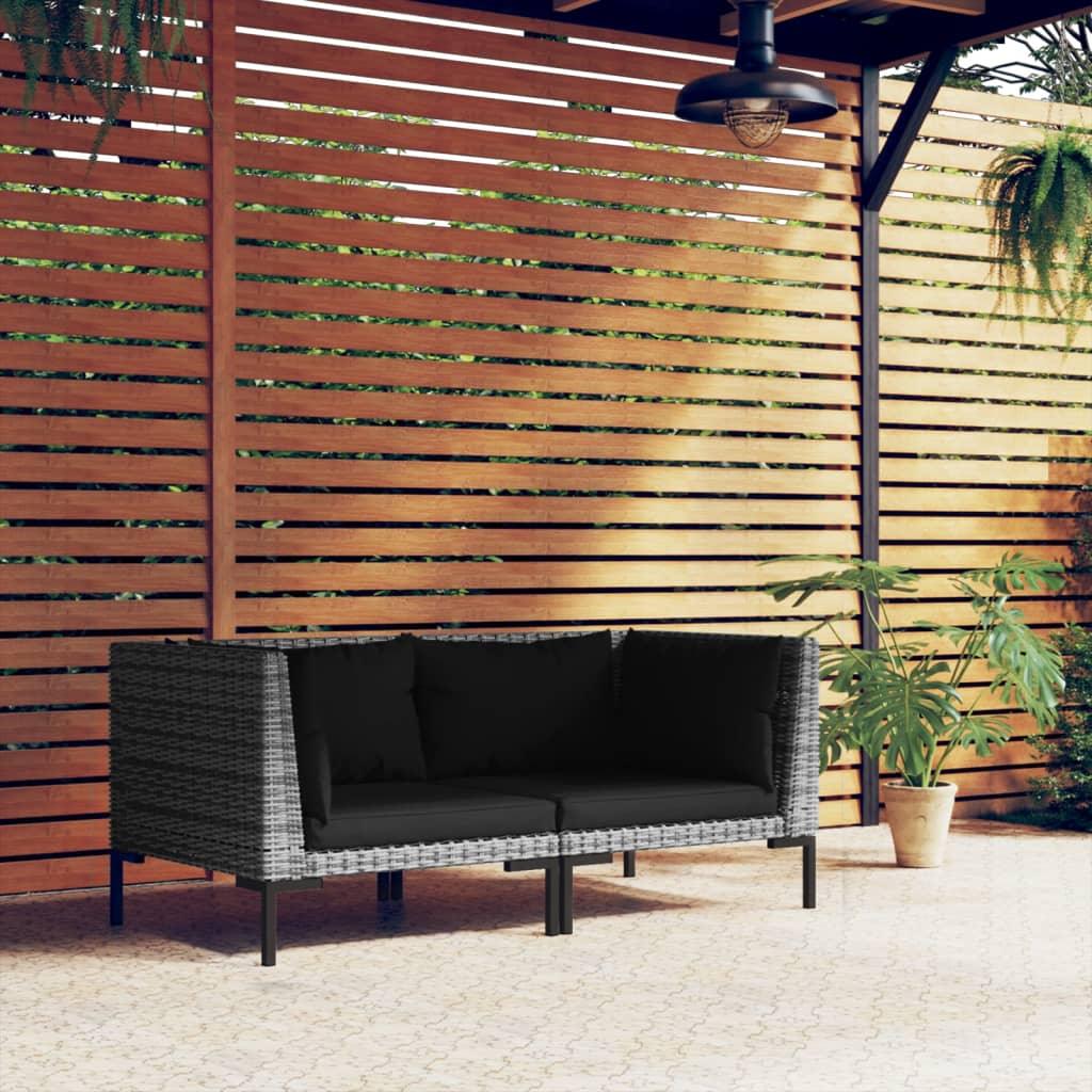 Patio Sofas 2pcs with Cushions Half Round Poly Rattan at Set Shop and Smile