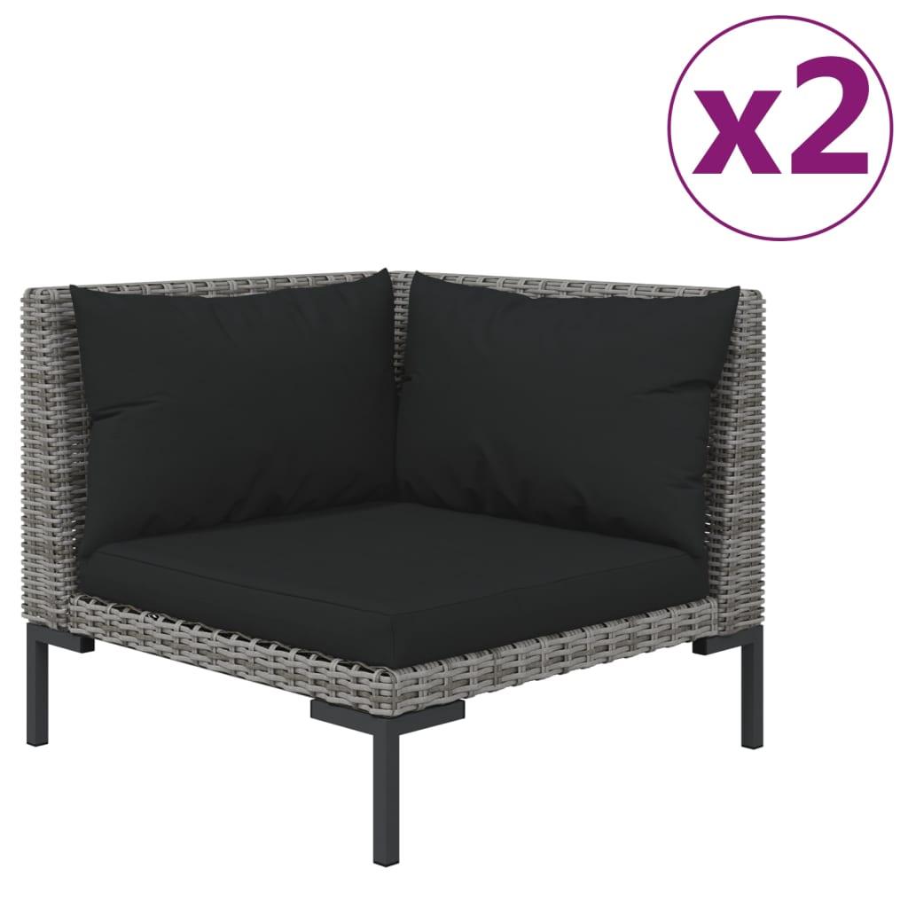 3 Piece Patio Lounge Set Dark Gray Half Round Poly Rattan at Set Shop and Smile