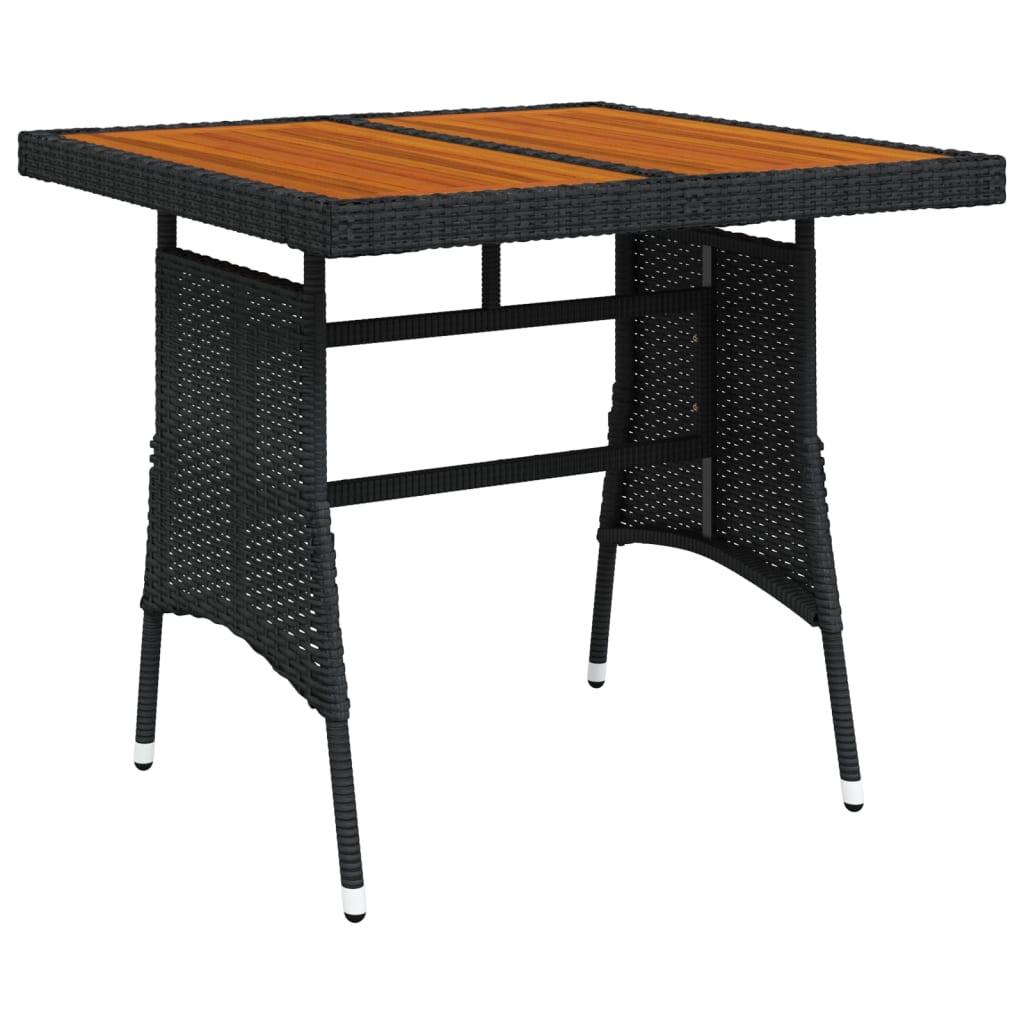 Patio Table Black 27.6"x27.6"x28.3" Poly Rattan & Solid Acacia Wood at Set Shop and Smile