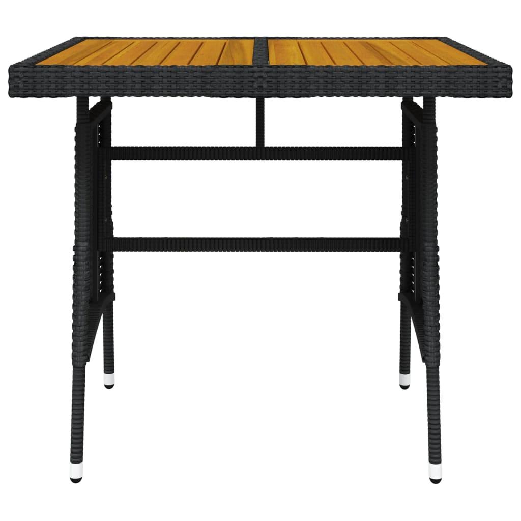 Patio Table Black 27.6"x27.6"x28.3" Poly Rattan & Solid Acacia Wood at Set Shop and Smile