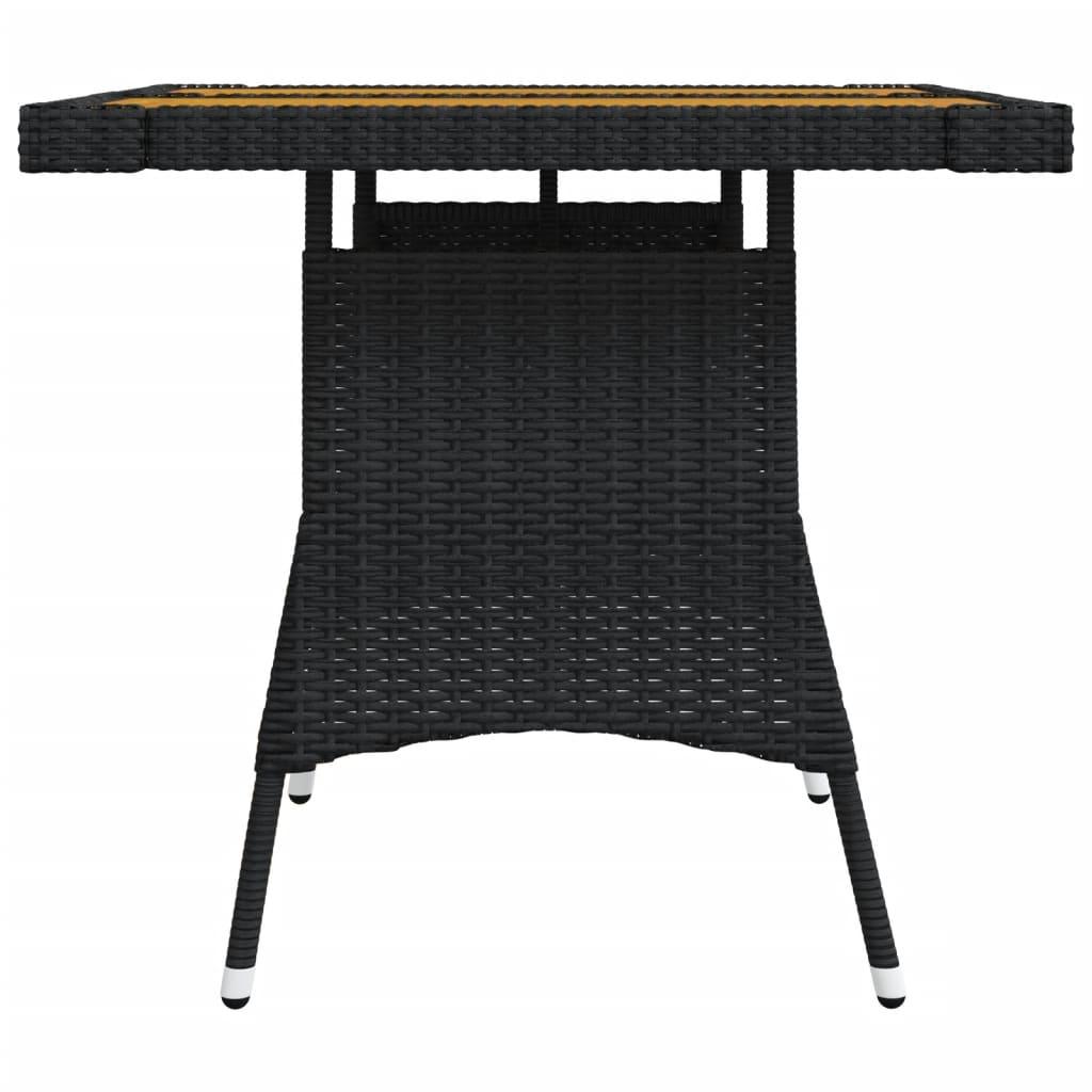 Patio Table Black 27.6"x27.6"x28.3" Poly Rattan & Solid Acacia Wood at Set Shop and Smile