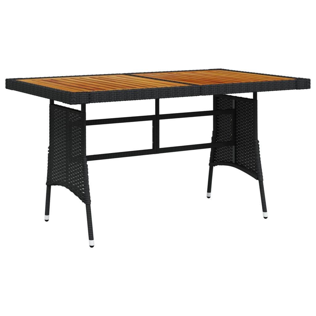 Patio Table Black 51.2"x27.6"x28.3" Poly Rattan & Solid Acacia Wood at Set Shop and Smile