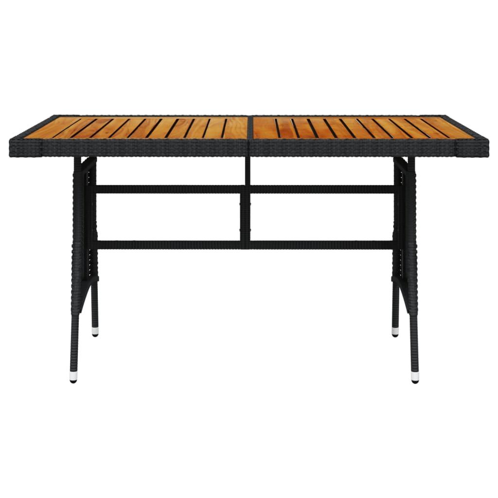 Patio Table Black 51.2"x27.6"x28.3" Poly Rattan & Solid Acacia Wood at Set Shop and Smile