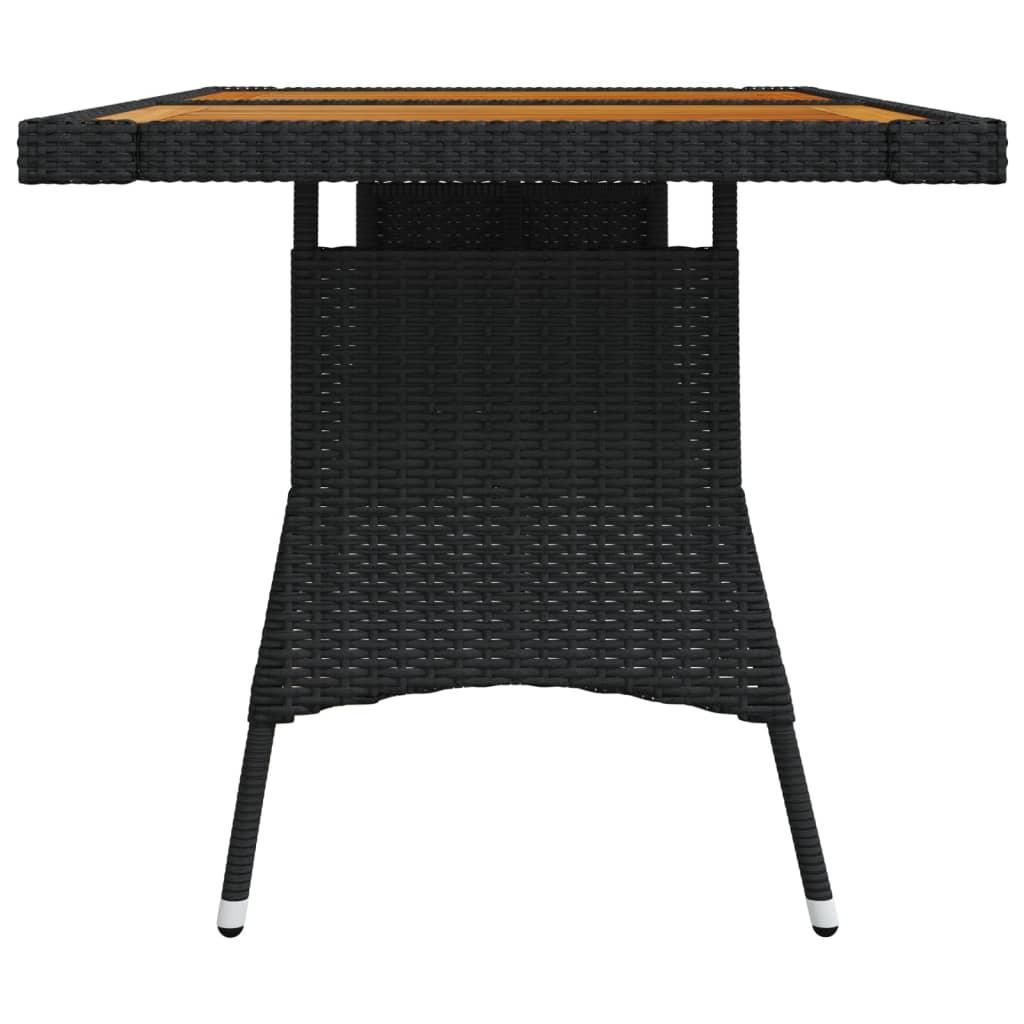 Patio Table Black 51.2"x27.6"x28.3" Poly Rattan & Solid Acacia Wood at Set Shop and Smile