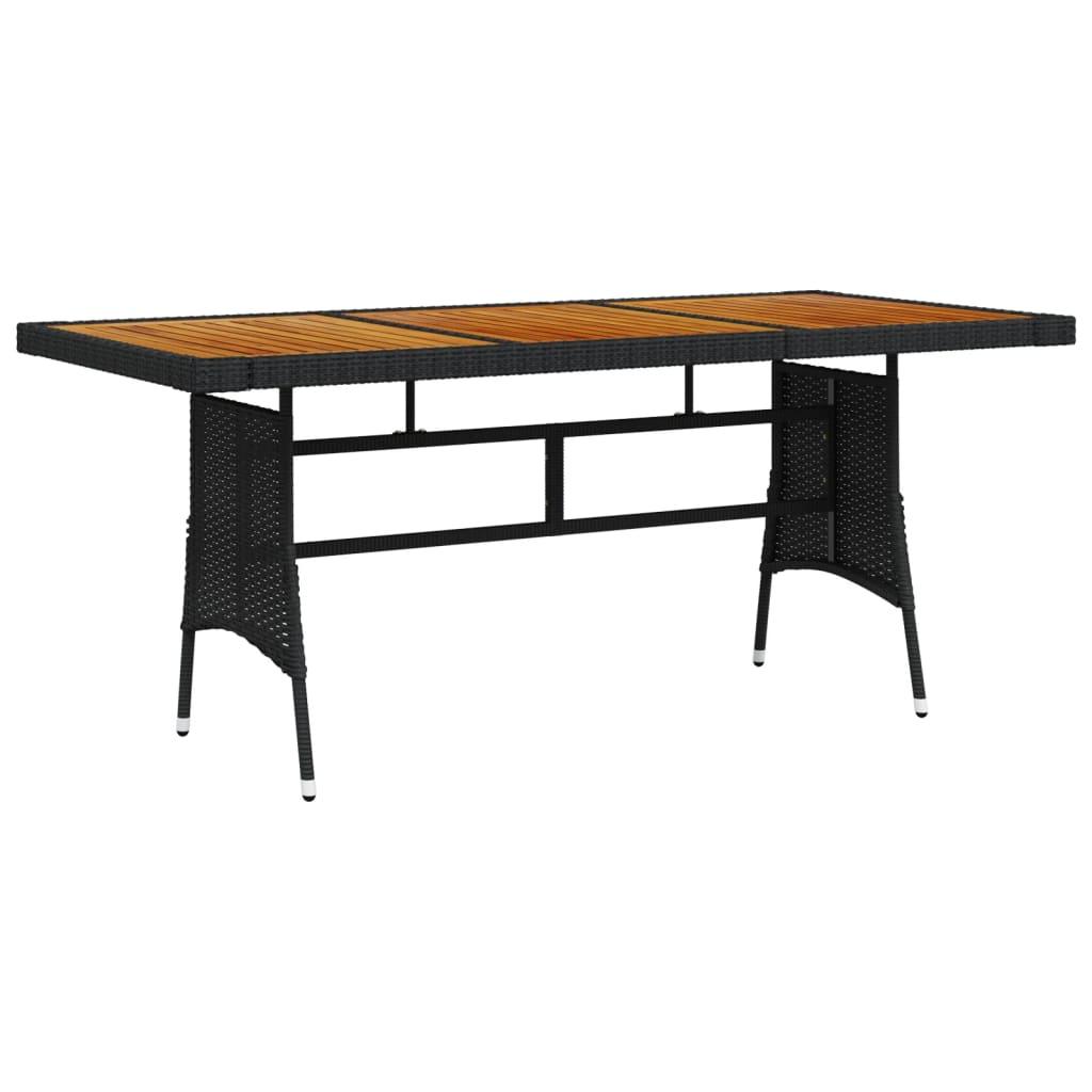 Patio Table Black 63"x27.6"x28.3" Poly Rattan & Solid Acacia Wood at Set Shop and Smile