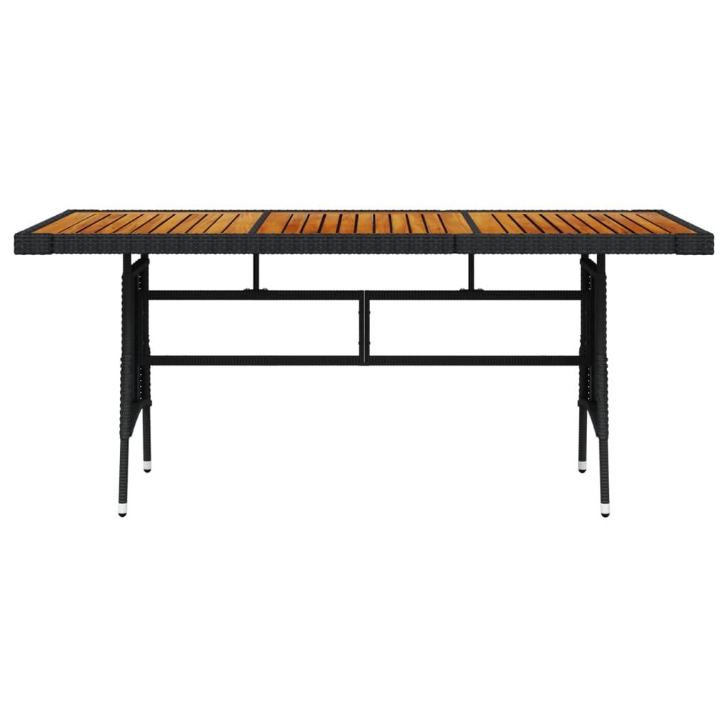 Patio Table Black 63"x27.6"x28.3" Poly Rattan & Solid Acacia Wood at Set Shop and Smile