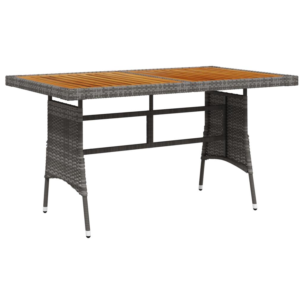 Patio Table Gray 51.2"x27.6"x28.3" Poly Rattan & Solid Acacia Wood at Set Shop and Smile