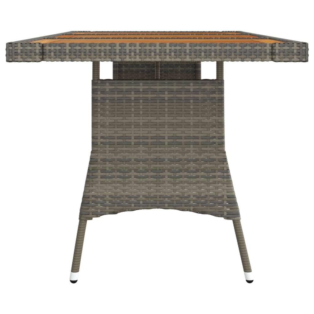 Patio Table Gray 63"x27.6"x28.3" Poly Rattan & Solid Acacia Wood at Set Shop and Smile