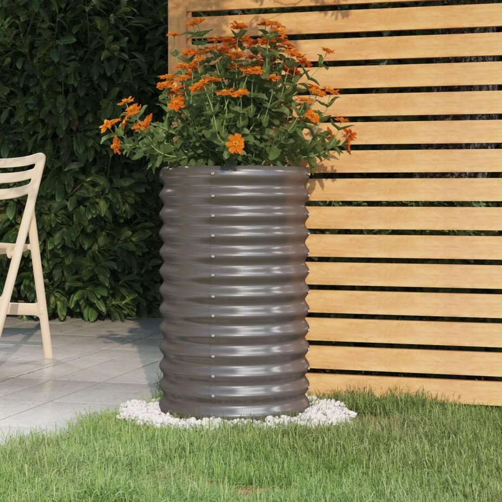 Garden Planter Powder-coated Steel 15.7"x15.7"x26.8" Gray at Set Shop and Smile