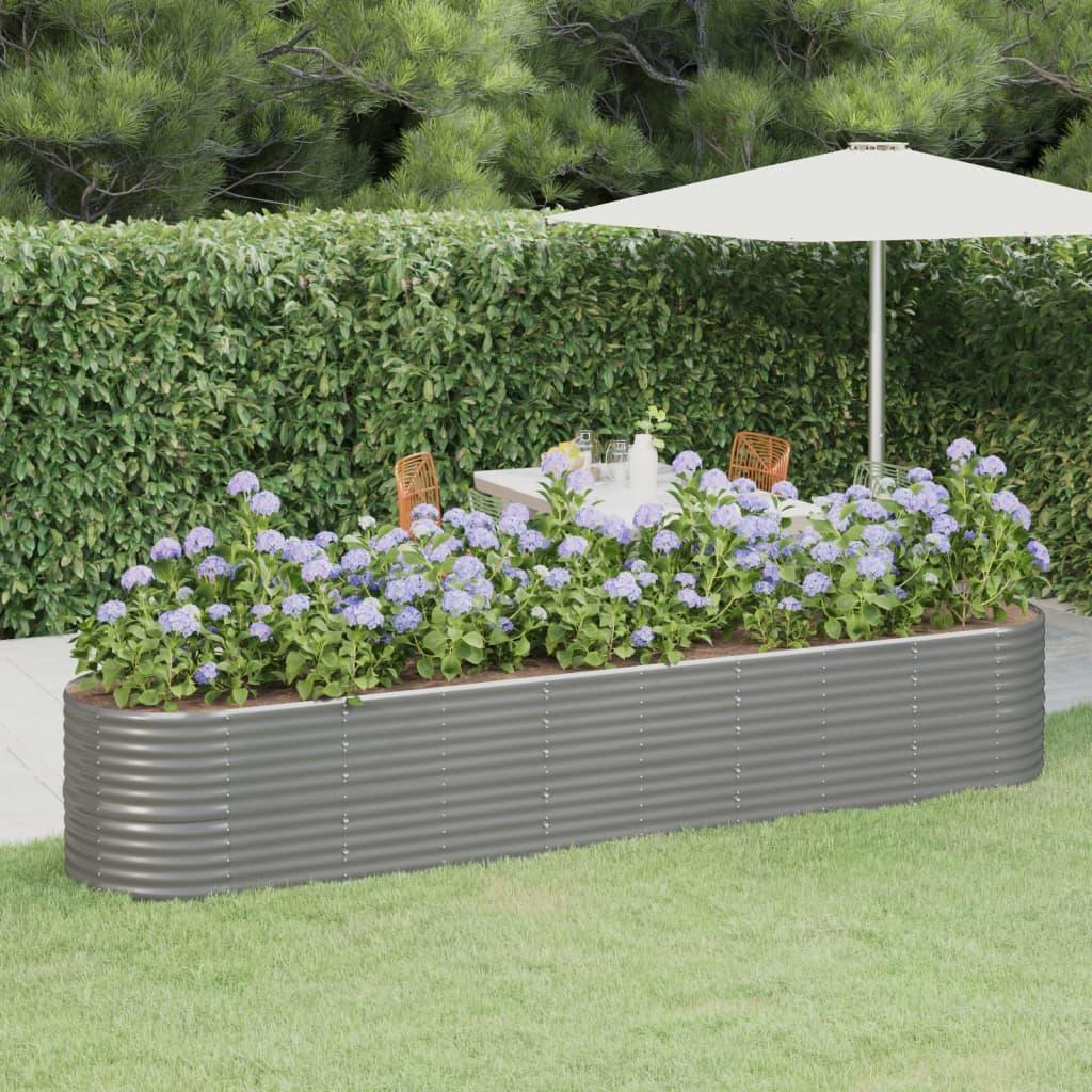 Garden Raised Bed Powder-coated Steel 144.9"x31.5"x26.8" Gray at Set Shop and Smile