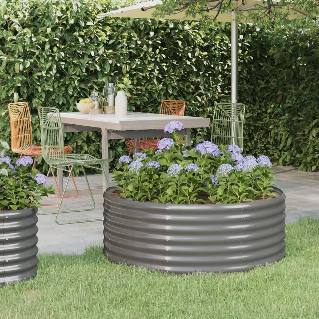 Patio Raised Bed Powder-coated Steel 39.4"x39.4"x14.2" Gray at Set Shop and Smile