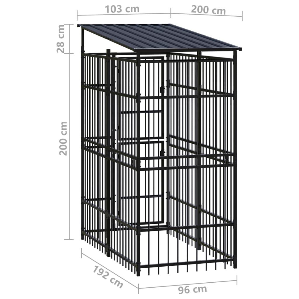 Outdoor Dog Kennel with Roof Steel 19.8 ft² at Set Shop and Smile