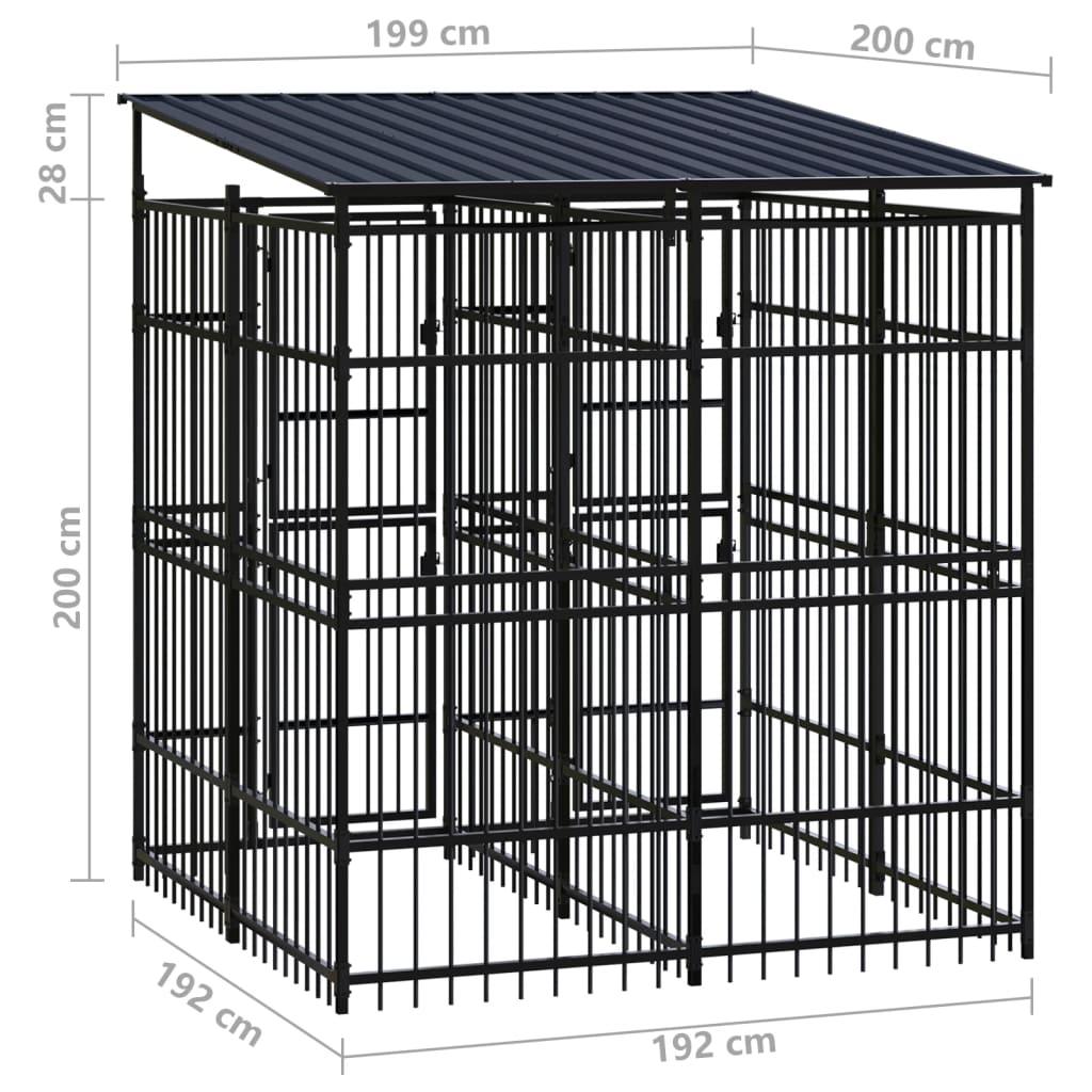 Outdoor Dog Kennel with Roof Steel 39.7 ft² at Set Shop and Smile