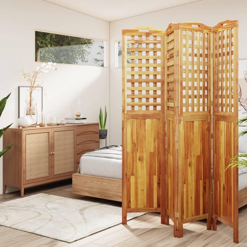 4-Panel Room Divider 63.8"x0.8"x70.9" Solid Wood Acacia at Set Shop and Smile