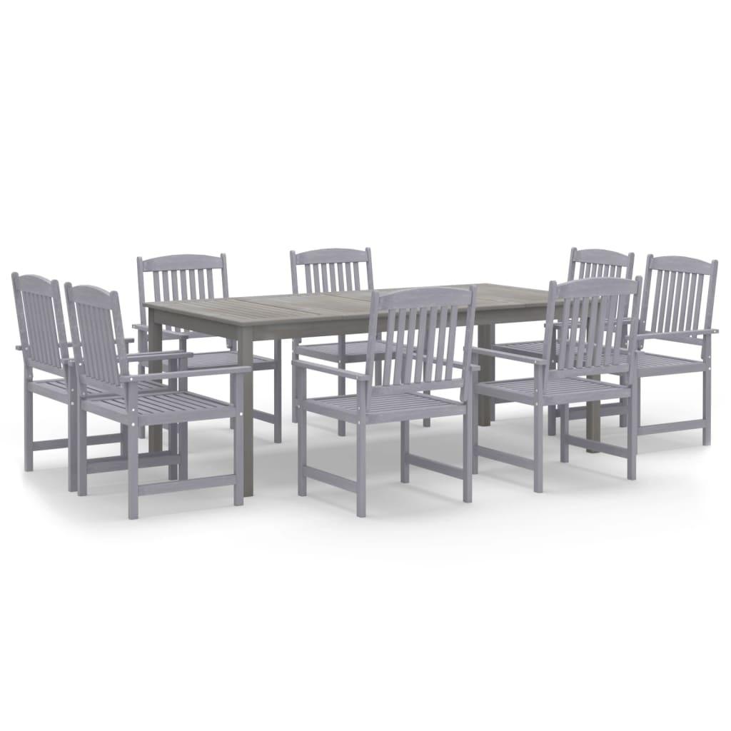 9 Piece Patio Dining Set Solid Wood Acacia Gray at Set Shop and Smile