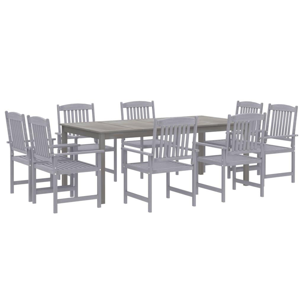 9 Piece Patio Dining Set Solid Wood Acacia Gray at Set Shop and Smile