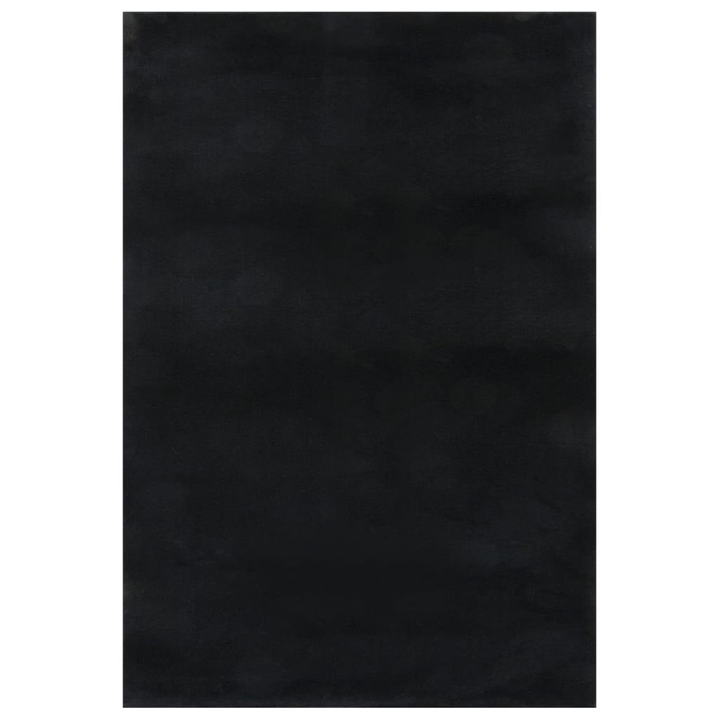 Washable Rug Soft Fluffy Short Pile 63"x90.6" Anti Slip Black at Set Shop and Smile