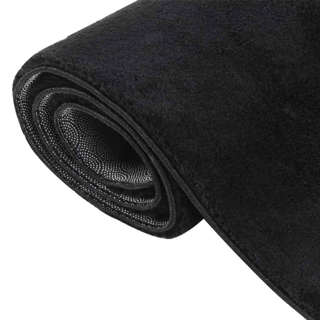 Washable Rug Soft Fluffy Short Pile 63"x90.6" Anti Slip Black at Set Shop and Smile