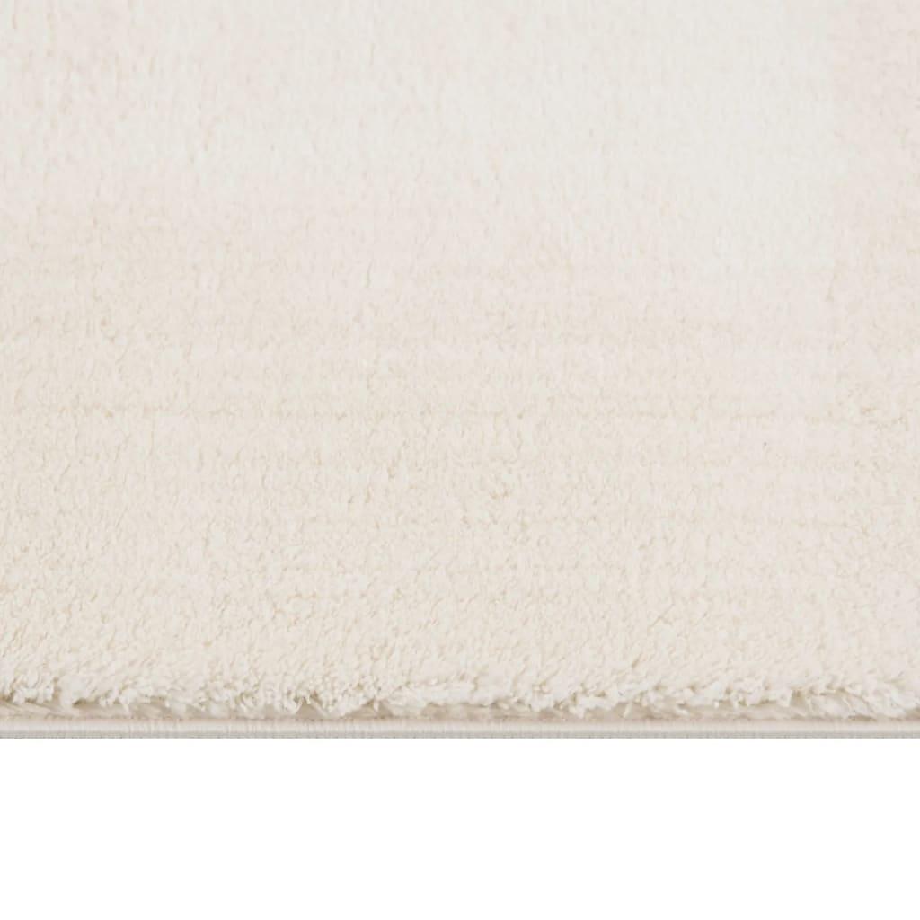 Washable Rug Soft Fluffy Short Pile 63"x90.6" Anti Slip Cream at Set Shop and Smile