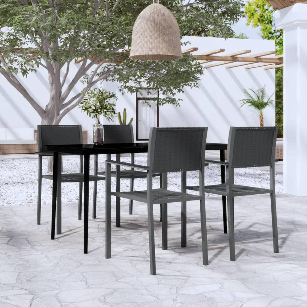 5 Piece Patio Dining Set Black at Set Shop and Smile
