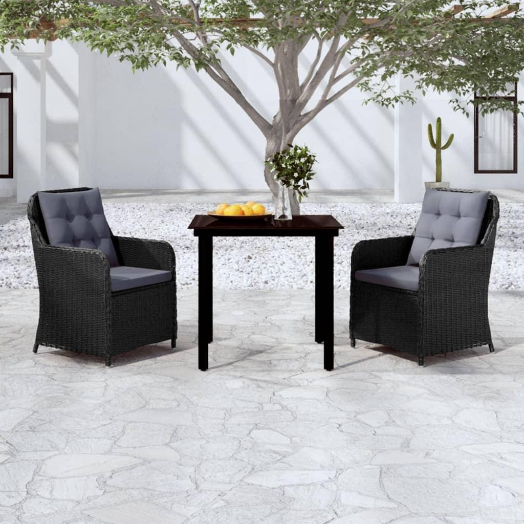 3 Piece Patio Dining Set Black at Set Shop and Smile