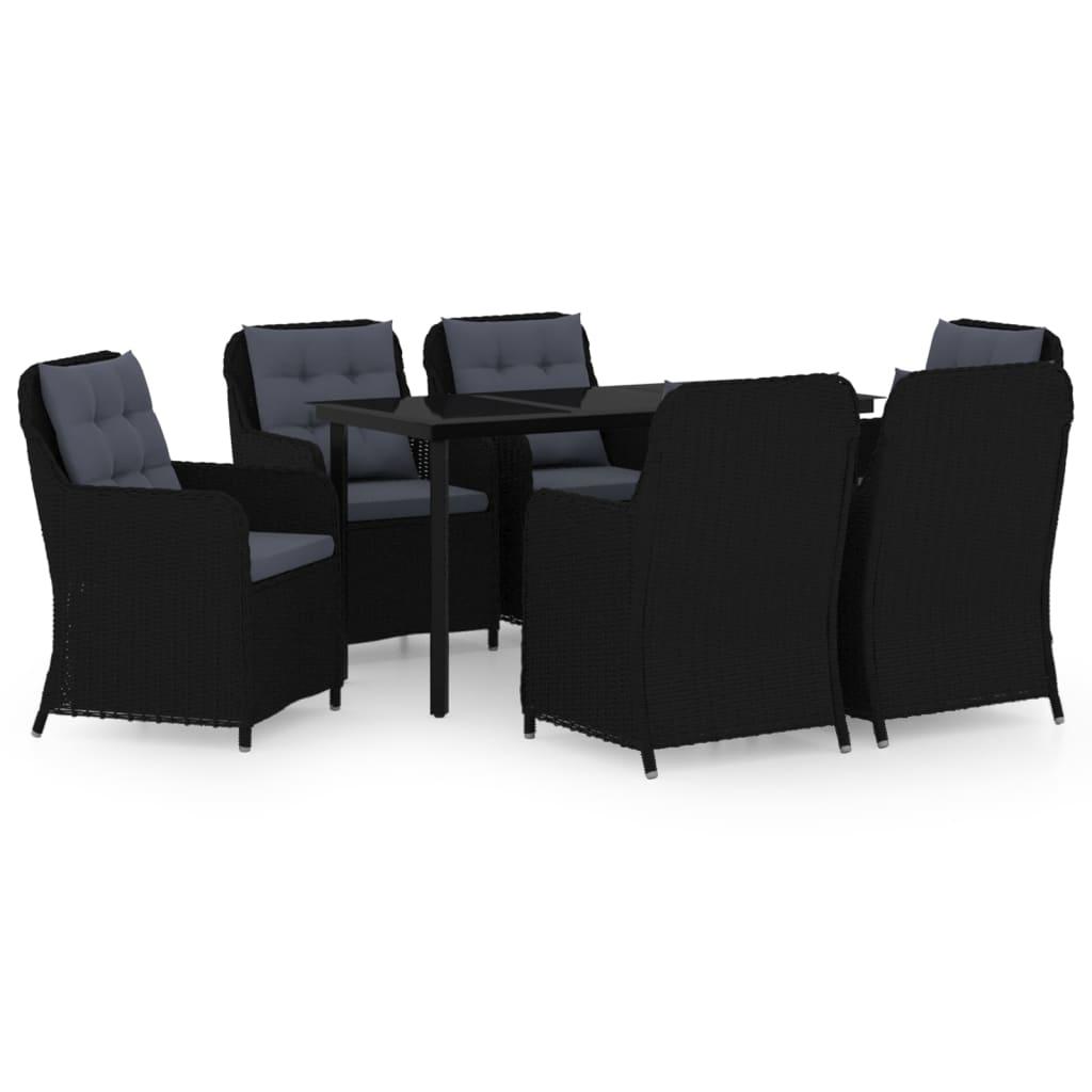 7 Piece Patio Dining Set Black at Set Shop and Smile
