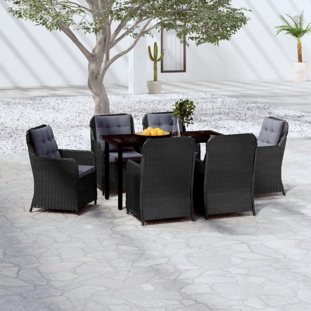 7 Piece Patio Dining Set Black at Set Shop and Smile