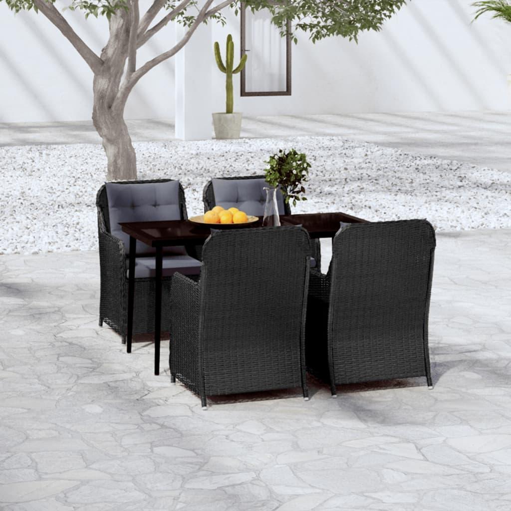 5 Piece Patio Dining Set Black at Set Shop and Smile