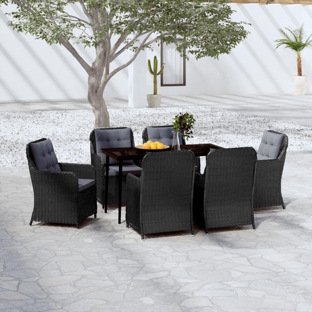 7 Piece Patio Dining Set Black at Set Shop and Smile