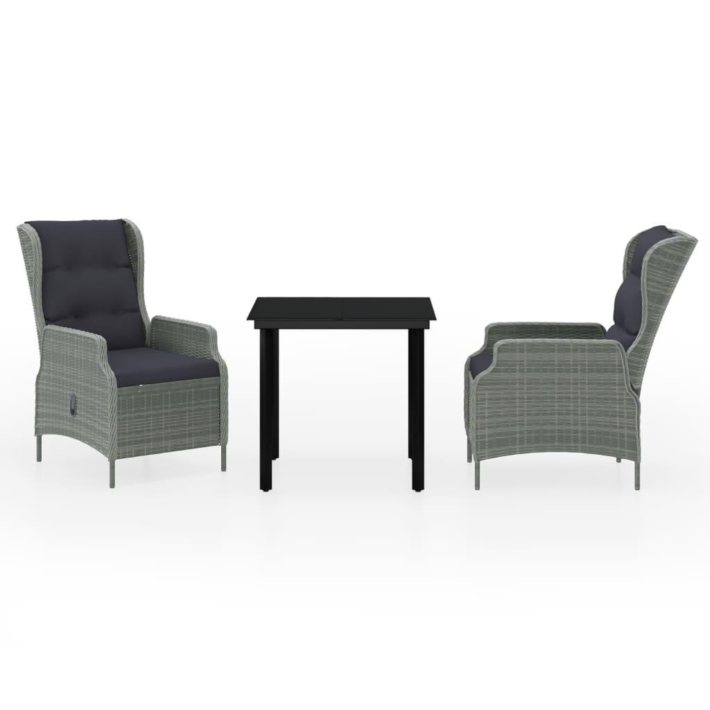 3 Piece Patio Dining Set Light Gray at Set Shop and Smile