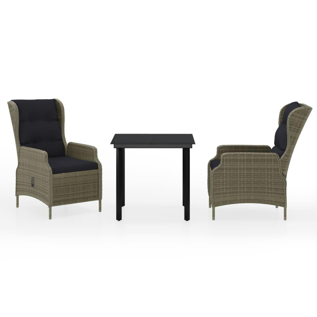 3 Piece Patio Dining Set Brown at Set Shop and Smile