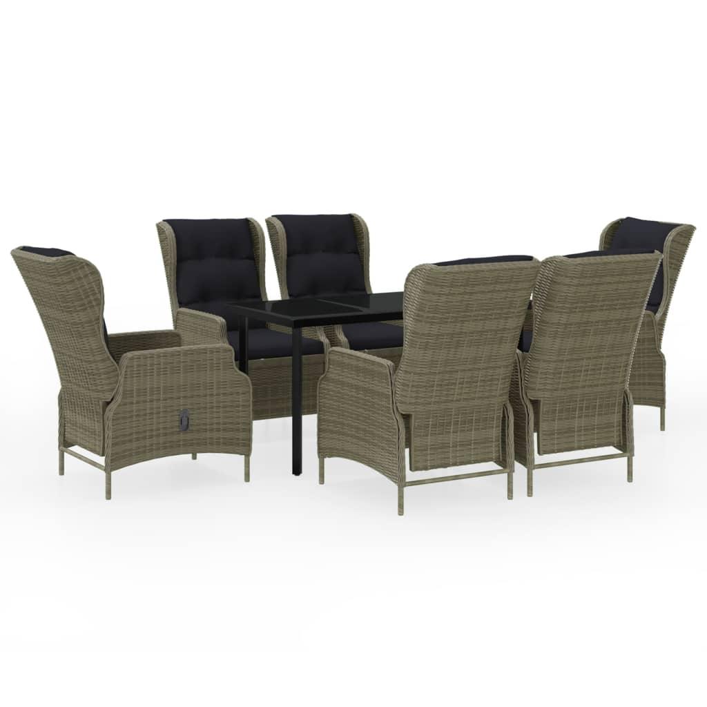 7 Piece Patio Dining Set Brown at Set Shop and Smile