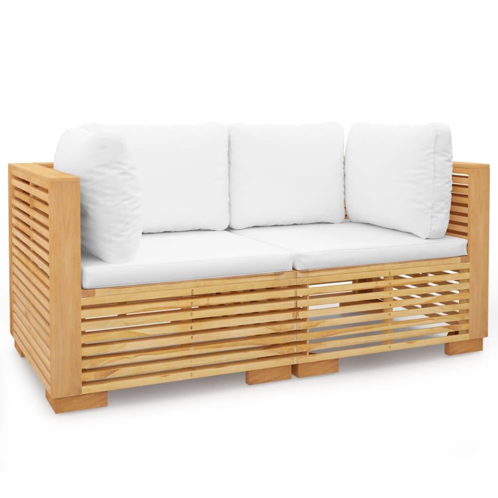 Patio Corner Sofas with Cushions 2 pcs Solid Wood Teak at Set Shop and Smile